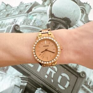 Fossil ES3020 Jesse Rose Day-Date Gold-Tone Stainless Steel Watch